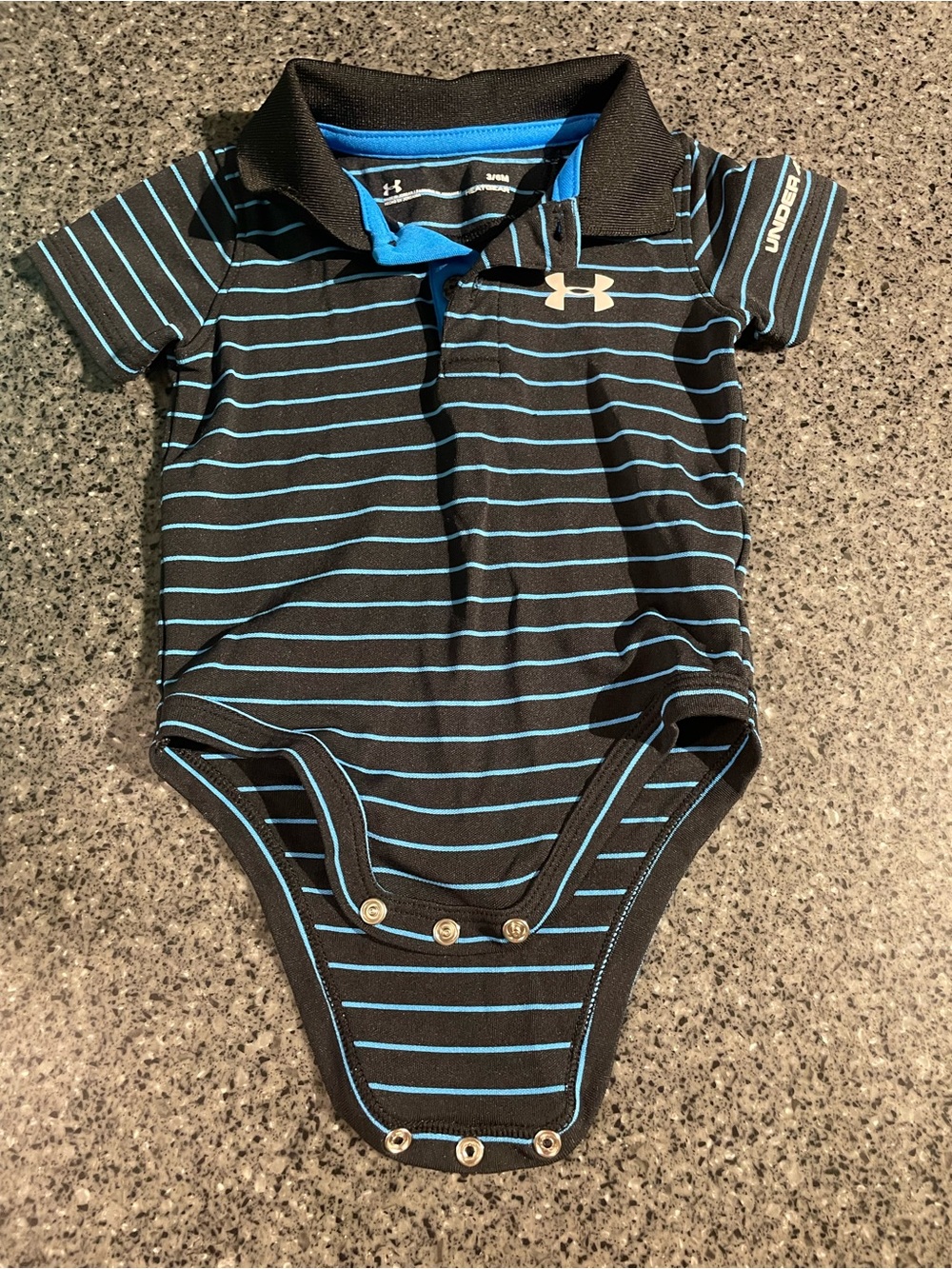 Under Armour Baby Boys Black & Blue Striped Polo One-Piece